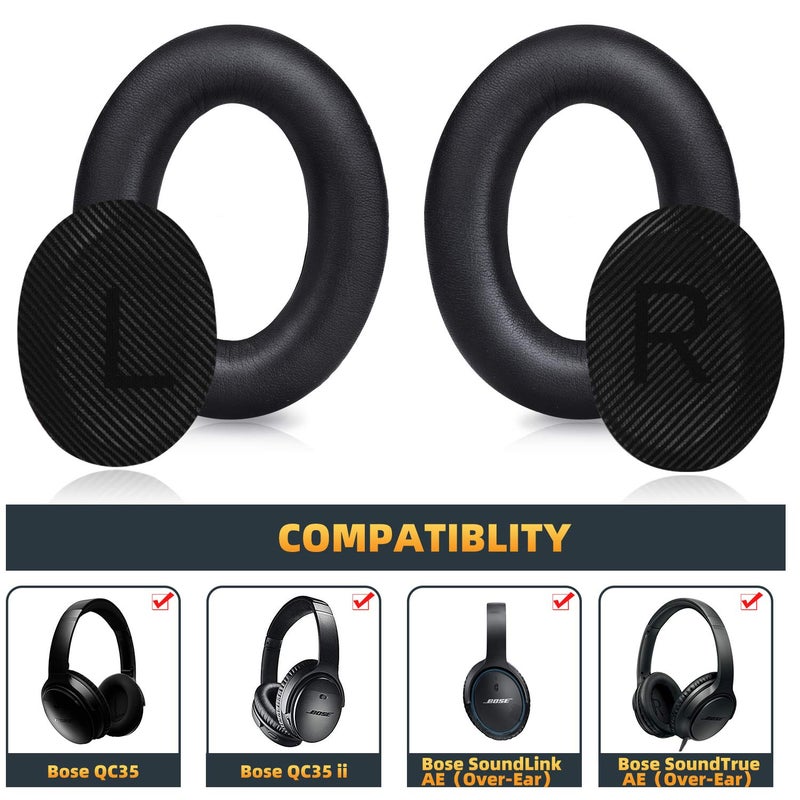 GEVO Premium Replacement Ear Pads for Bose QC35 & QC35ii Headphones Made by GEVO- Comfortable Adaptive Memory Foam and Extra Durable - Fits QuietComfort 35 & 35ii / SoundLink 1&2 AEï¼ˆOver-Earï¼‰ (Black) - Image 2